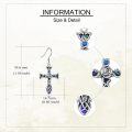wholesale 925 Sterling Silver Blue Stone Cross Dangle Drop Earrings for Women-0-4