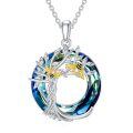 TOUPOP Sterling Silver Blue Crystal Bee Pendant Necklace-0-0