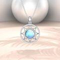 wholesale  925 Sterling Silver Moonstone & AAA Cubic Zirconia Sun Pendant Necklace for Women, Elegant Jewelry Gift for Mom Wife Girlfriend-0-2