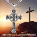 wholesale 925 Sterling Silver Celtic Knot Cross Pendant with Black Onyx Gemstone - Irish Christian Jewelry for Men Women Gifts -0-2