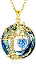wholesale Sterling Silver Crystal Tree of Life Necklace for Women with Birthstone-0-0