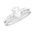 TOUPOP Sterling Silver Moissanite Oval Marquise Bridal Ring Set-0-0