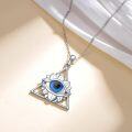 wholesale 925 Sterling Silver Evil Eye Necklace with Hypoallergenic Triangular Pendant for Women – Protection & Luck Gift-0-2