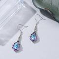 wholesale 925 Sterling Silver Blue Austrian Crystal Drop Earring with Purple Accents and Antique Finish - 16mm Length-0-2