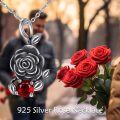 wholesale 925 Sterling Silver Gothic Black Rose Necklace – Hypoallergenic, Nickel-Free, Lead-Free, Cadmium-Free – 0.47x0.92 Inch Pendant, 18+2 Inch Chain – Elegant Gift Box – 30-Day Returns-0-1