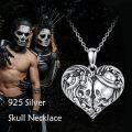 wholesale 925 Sterling Silver Gothic Heart Skull Pendant Necklace Couples Gift for Him Her-0-5