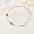 wholesale 925 Sterling Silver Blue Evil Eye Charm Anklet with Chain and Clasp-0-2