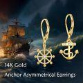 wholesale 14K Gold Boat Anchor Earrings - Unique Design, 1.11 Inch, Smooth & Shiny, Ideal Gift for Special Occasions-0-1