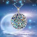 wholesale 925 Sterling Silver Abalone Shell Pentagram Triple Moon Goddess Necklace Celtic Knot Pagan Jewelry-0-5