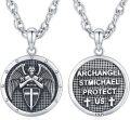 wholesale 925 Sterling Silver Archangel St.Michael Protect Us Pendant Necklace for Men-0-0