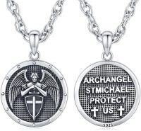 wholesale 925 Sterling Silver Archangel St.Michael Protect Us Pendant Necklace for Men-Saint Michael -B