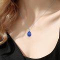 wholesale 925 Sterling Silver Lapis Lazuli Teardrop Pendant Necklace 18 Chain Elegant Gift for Women-0-2