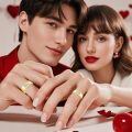 TOUPOP 10k 14k 18k Gold Moissanite Engagement Wedding Ring Set for Couples-0-2