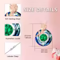 TOUPOP Sterling Silver Emerald Circle Crystal Pendant Necklace-0-4
