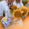 TOUPOP Sterling Silver Heart Crystal Sunflower Urn Necklace Ashes Keepsake-0-1