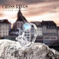 wholesale 925 Sterling Silver Red Crystal Rings Wholesale Faith Hope Love Adjustable Open Band-0-5