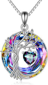 wholesale Sterling Silver Crystal Tree of Life Necklace for Women Birthstone Pendant-6-Jun-Alexandrite