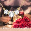 wholesale 14K Gold Chain with Round Cut Moissanites - Elegant  for Her (3 Stones)-0-1