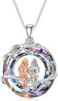wholesale Sisters Gifts From Sister 925 Sterling Silver 2 Sisters Necklace With Crystal Sister Jewelry Gifts For Women Daughter Friends Birthday (tree-2 Sisters)… -0-0