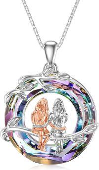 wholesale Sisters Gifts From Sister 925 Sterling Silver 2 Sisters Necklace With Crystal Sister Jewelry Gifts For Women Daughter Friends Birthday (tree-2 Sisters)… -undefined