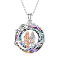 TOUPOP 925 Sterling Silver Crystal 2 Sisters Necklace Gift for Women-undefined