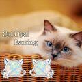 wholesale 925 Sterling Silver Cat Opal Stud Earrings with Cubic Zirconia - Hypoallergenic Gift for Women-0-4