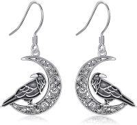 wholesale 925 Sterling Silver Raven Moon Drop Earrings s for Women-Raven