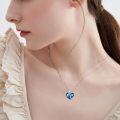 wholesale 925 Sterling Silver Blue Heart Pendant Necklace With Crystal Accents-0-4