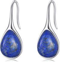 wholesale Sterling Silver Threader Earrings Long Dangle Piercing Jewelry for Women-Lapis lazuli pull through earrings