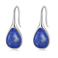 wholesale 925 Sterling Silver Turquoise Teardrop Threader Earrings for Women - Long Dangle Pierced Jewelry-Lapis lazuli pull through earrings