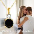 wholesale 14K Gold Round Cut White Cubic Zirconia & Octagon Shape Black Onyx Pendant Necklace for Women - Elegant Fine s-0-5
