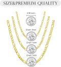 wholesale Sterling Silver Diamond Cut Figaro Chain (3 4 5mm) w Lobster Clasp White Yellow Gold Plated 16 26  Gift Included-0-6