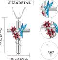 wholesale 925 Sterling Silver Urn Cross Pendant Necklace with Hummingbird and Flowers Design for Ashes Keepsake  Set-0-1