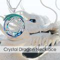 wholesale 925 Sterling Silver Blue & Green Crystal Dragon Circle Pendant Necklace s for Women-0-2
