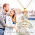 wholesale 14K Gold Diamond Celtic Triquetra Trinity Knot Pendant Necklace-0-5