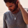 wholesale 925 Sterling Silver Saint Michael Archangel Shield Pendant Necklace Oxidized Finish-0-2