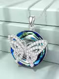 TOUPOP Sterling Silver Crystal Dragonfly/Butterfly Pendant Necklace, 18"+2" Extender-0-5