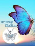 TOUPOP Sterling Silver Created Opal Butterfly Necklace Jewelry Gift-0-5