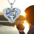 wholesale 925 Sterling Silver Heart Shaped Necklace with Labradorite and Blue Cubic Zirconia-0-2