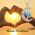 wholesale TOUPOP Aquamarine March Birthstone Necklace 925 Sterling Silver Moon And Star Pendant Necklace Celtic Moon Aquamarine Jewelry Anniversary Birthday Christmas Gifts For Women Wife Mom Her -0-2