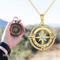 wholesale 14K Gold Compass Pendant Necklace with Cubic Zirconia and Inspirational Message Go in the direction of your dreams - Graduation Gifts for Her-0-1