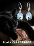 wholesale 925 Sterling Silver Blue Moonstone Cat Drop Earrings for Women Gifts-0-4