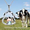 wholesale 925 Sterling Silver Moonstone Highland Cow Horseshoe Pendant Necklace Gift for Women Girls-0-5