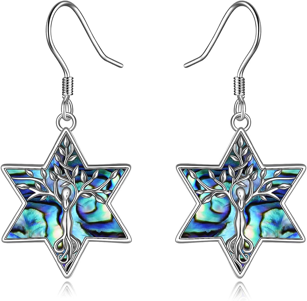 Sterling Silver Star of David Dangle Earrings Jewish Jewelry Gift-0-0