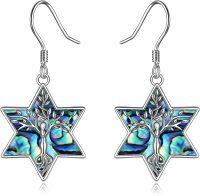 wholesale 925 Sterling Silver Tree of Life Abalone Shell Star Of David Dangle Earrings Judaica Gifts for Women Girls 3cm Long-david star 2