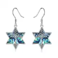 wholesale 925 Sterling Silver Tree of Life Abalone Shell Star Of David Dangle Earrings Wholesale Judaica Gifts for Women Girls 3cm Long-0-0