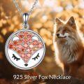 wholesale 925 Sterling Silver Orange Crystal Fox Face Pendant Necklace for Women-0-4