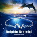 wholesale 925 Sterling Silver Blue Wave Dolphins Moonstone Charm Anklet Jewelry-0-3