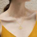 wholesale Gold-Plated 925 Sterling Silver Sunburst Apollo Celestial Pendant Necklace-0-3