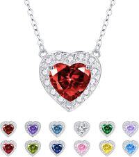 wholesale Sterling Silver 12 Birtnstone Heart Pendant Necklace for Women-07-Jul.